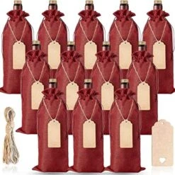 12 Pcs Burlap Wine Bags And 12 Pcs Gift Tags, Reusable Wine Gift Bags With Drawstrings, Jute Wine Bags, Wine Bottle Covers, Wine Bottle Bags For Party, Wedding, Birthday, Blind Tastings, Travel, Christmas, Home Storage -Wilton Shop 51muDW69TBL. AC