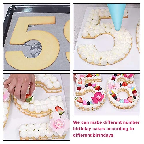 0-9 12 Inch Number Cake Molds DIY Baking Cake Stencils Templates With 6 Icing Tips Icing Smoother And Pastry Bags For Wedding Birthday Anniversary 6 0-9 12 Inch Number Cake Molds DIY Baking Cake Stencils Templates With 6 Icing Tips Icing Smoother And Pastry Bags For Wedding Birthday Anniversary - Image 4