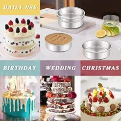 6 Inch Cake Pan Set Of 3, Stainless Steel Round Cake Baking Pans, Small Cake Pans Sets For Baking, Healthy & Sturdy, Mirror Finish & Dishwasher Safe -Wilton Shop 51mvhPrFiLL