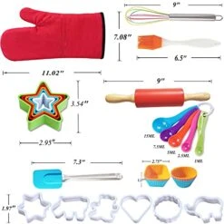 Kids Cooking And Baking Set Real Baking Gift Includes Kids Apron,Chef Hat,Oven Mitt&Utensil,Recipes For The Curious Young Junior Chef -Wilton Shop 51n6313QXZL