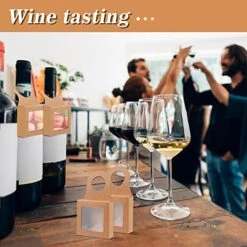 25 Count Kraft Paper Wine Bottle Box With Window, Hanging Foldable Empty Wine Bottles Boxes, Bottle Hanger Favor Box For Holding Cookies, Fruit, Chocolate, 3.5 X 3.5 X 1.2 Inches, Kraft Color 11 25 Count Kraft Paper Wine Bottle Box With Window, Hanging Foldable Empty Wine Bottles Boxes, Bottle Hanger Favor Box For Holding Cookies, Fruit, Chocolate, 3.5 X 3.5 X 1.2 Inches, Kraft Color -Wilton Shop 51n7hTKPKJL