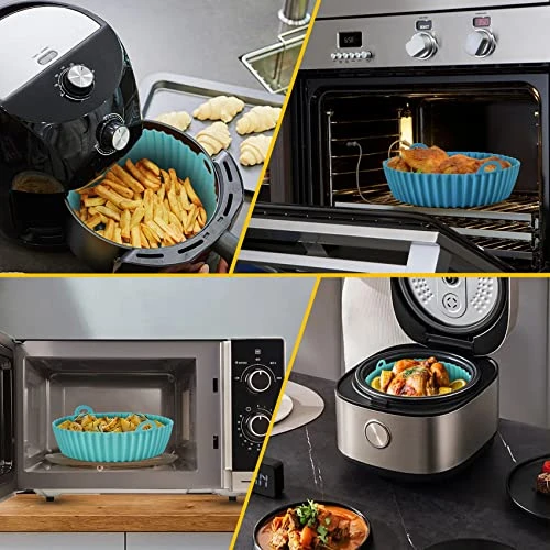 Opwulo 2-Pack Air Fryer Silicone Liners, 7.5inch & 8.5 Inch Air Fryer Basket, Easy Cleaning Air Fryers Silicone Pot, Reusable Air Fryer Silicone Pot Round For 3 To 5 Qt Air Fryer Oven Accessories 5 Opwulo 2-Pack Air Fryer Silicone Liners, 7.5inch & 8.5 Inch Air Fryer Basket, Easy Cleaning Air Fryers Silicone Pot, Reusable Air Fryer Silicone Pot Round For 3 To 5 Qt Air Fryer Oven Accessories - Image 3