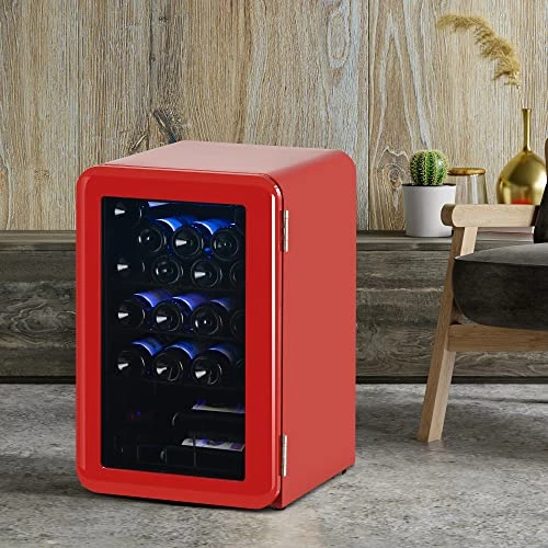 24 Bottle 26.8" Freestanding Wine Cellar, Low Noise Fast Cooling Wine Cooler Refrigerator with Upgraded Compressor & Digital Control for Red Wine & Drink, Tempered Glass Door (Red) 4 24 Bottle 26.8" Freestanding Wine Cellar, Low Noise Fast Cooling Wine Cooler Refrigerator with Upgraded Compressor & Digital Control for Red Wine & Drink, Tempered Glass Door (Red) - Image 2