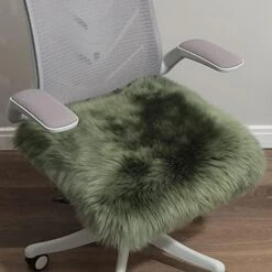 Sheepskin Chair Cushion Non-Slip Back Square Genuine Fur Chair Cover Silky Natural Wool Seat Cushion Pad Soft Area Rugs Carpet For Home Office Restaurant Chair 18x18 Inch (Pack Of 1), Ivory White -Wilton Shop 51nMierYTEL. AC