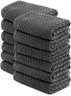 [12 Pack] Kitchen Dish Hand Towels, 100% Cotton Dobby Weave, 410GSM Absorbent Terry Cleaning Cloth, 15x26, Grey -Wilton Shop 51nOMPR219L. AC