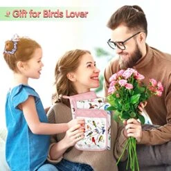 Birds Kitchen Dish Towels Pot Holder Oven Mitt With Loop Kit Spring Gifts For Bird Lovers Teacher Women Mom Birdies On Wire Cardinal Hummingbird For BBQ Grilling Microwave Cooking Baking -Wilton Shop 51nTMYhk6hL