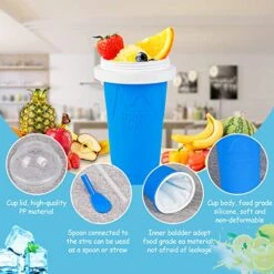 Slushie Maker Cup - TIK TOK Quick Frozen Magic Cup, Double Layers Slushie Cup, DIY Homemade Squeeze Icy Cup, Fasting Cooling Make And Serve Slushy Cup For Milk Shake, Smoothies, Slushies - Blue -Wilton Shop 51nTkAZZn5L