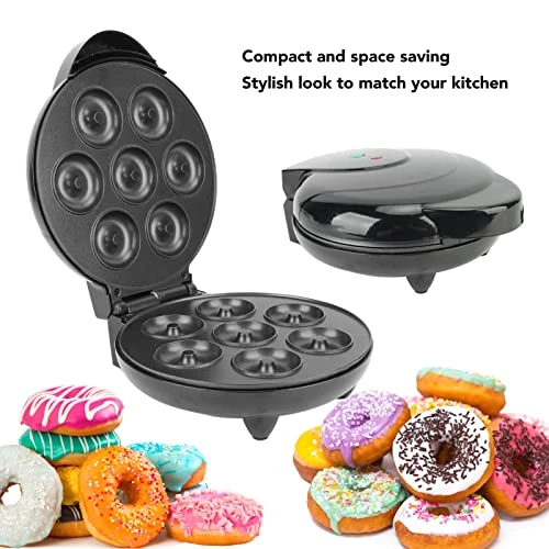 7 Holes Mini Donut Maker Machine, Electric Donut Maker With Double Sided Heating, A Pfoa Free, Commercial Donut Machine For Breakfast Snacks Desserts(1000W) (Black) 4 7 Holes Mini Donut Maker Machine, Electric Donut Maker With Double Sided Heating, A Pfoa Free, Commercial Donut Machine For Breakfast Snacks Desserts(1000W) (Black) - Image 2