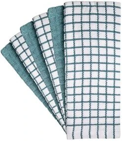 Kitchen Towels 16"x 28" | Dish Towels | Kitchen Hand Towels | Large Dishcloths Set | Highly Absorbent Tea Towel, Soft With Hanging Loop | Natural Ring Spun Cotton, 380 GSM | Aqua Check Design - 6 Pack 17 Kitchen Towels 16"x 28" | Dish Towels | Kitchen Hand Towels | Large Dishcloths Set | Highly Absorbent Tea Towel, Soft With Hanging Loop | Natural Ring Spun Cotton, 380 GSM | Aqua Check Design - 6 Pack -Wilton Shop 51nbnQ6ko3L