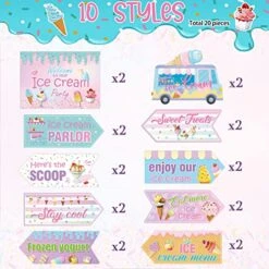 20 Pcs Ice Cream Party Decorations Ice Cream Party Sign Ice Cream Birthday Party Decorations Ice Cream Party Supplies Ice Cream Theme Party Decorations Street Photo Prop Cutouts For Home Party Decor -Wilton Shop 51ndNI2IkQL