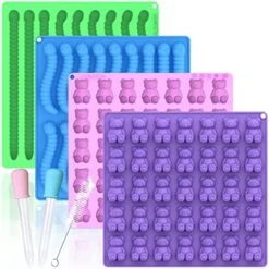 Gummy Worm Molds Silicone 6ML Large 4PCS 2 Size Candy Making Kit 60 Cavity Homemade Chocolate, No Stick BPA Free Jello Ice Tray, With 2 Droppers & Brush, Ideal Gift For Kids Adult Halloween Party -Wilton Shop 51nu8YQp5GL. AC