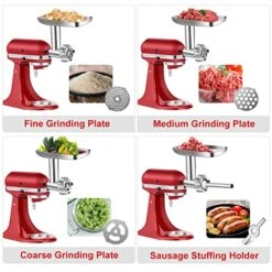 Metal Food Grinder Attachment For KitchenAid Stand Mixers, G-TING Meat Grinder Attachment Included 2 Sausage Stuffer Tubes, 3 Grinding Blades, 3 Grinding Plates -Wilton Shop 51o5cwFG2CL