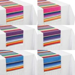 Mexican Table Runners 6 Pack，Rainbow Colors Serape Table Runner 14 X 108 Inch For Mexican Taco Fiesta Party Decorations -Wilton Shop 51o7a6BhBL. AC