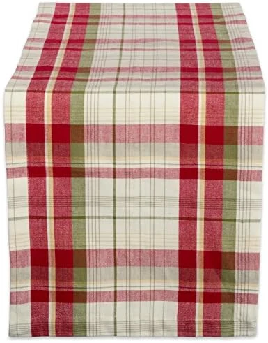 Orchard Plaid Collection Linen Tabletop Essentials, Tablecloth, 70" Round, Taupe/Red 8 Orchard Plaid Collection Linen Tabletop Essentials, Tablecloth, 70" Round, Taupe/Red - Image 6