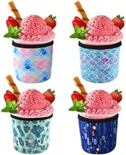 4 Pack Ice Cream Pint Size Ice Cream Sleeves Neoprene Cover With Spoon Holder Cover (Plant+Fish Scales) -Wilton Shop 51oAnQnQ05L. AC