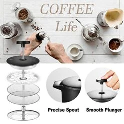 French Press Coffee Maker, 34 Oz, Stainless Steel Double-wall Insulated, With 2 Espresso Cups, Rust-Free, Dishwasher Safe, Black 12 French Press Coffee Maker, 34 Oz, Stainless Steel Double-wall Insulated, With 2 Espresso Cups, Rust-Free, Dishwasher Safe, Black -Wilton Shop 51oIRdge8kL