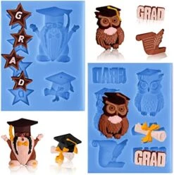 12 Cavities Graduation Fondant Molds Silicone Graduation Owl Gnome Grad Cap Diploma Scroll Mould Congrats Grad Chocolate Candy Mold For Grad Party Soap Jelly Cake Cupcake Topper Decor, 2 Pack -Wilton Shop 51oMERPNGL. AC