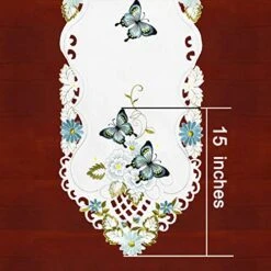 Simhomsen Embroidered Butterfly Table Runner For Spring And Summer, Dresser Scarf (Aqua, 14 X 53 Inches) -Wilton Shop 51oWQX2juJL