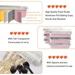 Mini Cake Pans With Lids,6.8 Oz Mini Loaf Pans With Lids Aluminum Foil Mini Loaf Baking Pans Disposable Bread Pan Aluminum Foil Long Baking Cupcake Liners For Cake Bakery (pink-100 Pack) -Wilton Shop 51oXuSvPstL