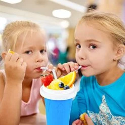 Slushie Maker Cup -TIK TOK Quick Frozen Magic Smoothies Cup,Travel Portable Double Layer Slushy Maker Cup, DIY Homemade Made Squeeze Icy Cup, Summer Ice Cream Cooling Cup For Children & Family - Blue -Wilton Shop 51oYLSMHRKL