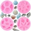 Marine Theme Cake Fondant Silicone Mold Seashell Conch Starfish Coral Molds For Cake Decorating Cupcake Topper Candy Chocolate Gum Paste Polymer Clay Set Of 4