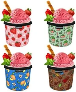 4 Pack Ice Cream Pint Size Ice Cream Sleeves Neoprene Cover With Spoon Holder Cover (Plant+Fish Scales) -Wilton Shop 51oleYrvXSL. AC