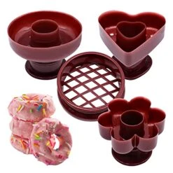 N/A 4 Pack Donut Maker Cutter, Creative Reusable Non-stick Doughnut Molds, Fondant Cake Bread Dessert Bakery Mould, Biscuit Stamp Mould, Home Kitchen DIY Baking Tool