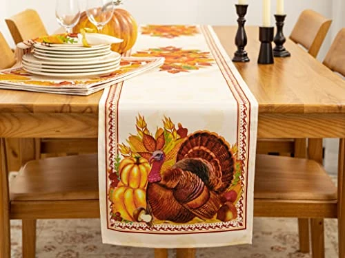 Printed Fall Table Runner, Thanksgiving Harvest Party Collection - Wrinkle Free 14 X 108 Inch Rectangle Tabletop For Kitchen Dining Tabletop Decoration Parties Weddings 6 Printed Fall Table Runner, Thanksgiving Harvest Party Collection - Wrinkle Free 14 X 108 Inch Rectangle Tabletop For Kitchen Dining Tabletop Decoration Parties Weddings - Image 4