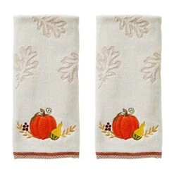 Arvest Traditional Pumpkin Hand Towel Set, Tan
