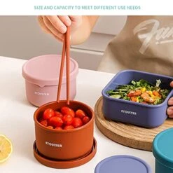 Silicone Bento Box With Lid Baby Storage Durable Bowl Mixing Serving Eating Non-Slip Easy Grip Indoor Outdoor Travel To-Go Food Containers Set2 Canister (BLUE-ROUND) -Wilton Shop 51p3lGwrOVL
