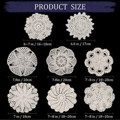 8 Pieces 6 To 8 Inch Cotton Lace Doilies Crochet Handmade Lace Coasters Round Lace Placemat Rustic Table Doilies Decors For Kitchen Dining Room Party Dressers Dream Catcher Decoration, Beige