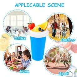 Slushie Maker Cup - TIK TOK Quick Frozen Magic Cup, Double Layers Slushie Cup, DIY Homemade Squeeze Icy Cup, Fasting Cooling Make And Serve Slushy Cup For Milk Shake, Smoothies, Slushies - Blue -Wilton Shop 51pK0FtsLXL