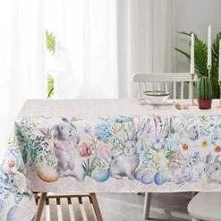 Easter Rectangle Tablecloth 60x120 Inch Spring Floral And Bunny Table Cloths Spill Proof Wrinkle Table Cloth For Kitchen Dining Decoration Holiday Parties -Wilton Shop 51pP GAj5cL. AC