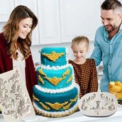 Baroque Silicone Fondant Molds, (4 Pack) Scrolls Border Feather Crown Corner Molds, For Cake Cupcake Decorating Chocolate Candy Polymer Clay -Wilton Shop 51pQ2GaMtRL