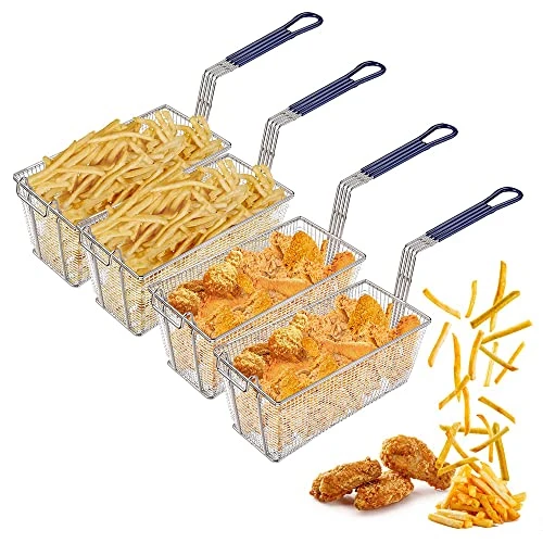 Set Of 4 Pack WeChef 13 1/4" X 6 1/2" X 6" Rectangular Wire Fry Basket With Non-slip Handle Commercial Restaurant Kitchen Deep Fryer 3 Set Of 4 Pack WeChef 13 1/4" X 6 1/2" X 6" Rectangular Wire Fry Basket With Non-slip Handle Commercial Restaurant Kitchen Deep Fryer