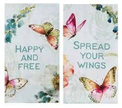 2 Piece Printed Butterfly Flour Sack Kitchen Towel Set
