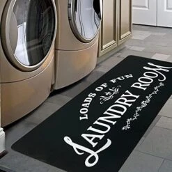 ABREEZE Black Laundry Room Runner Rug Laundry Room Rug Laundry Floor Mat Durable Washhouse Mat Black Rug Non-Slip Doormat Farmhouse Rug (20"x59", Black Flower)… -Wilton Shop 51pViy0AUHL. AC