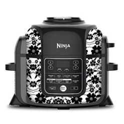 KRAFT'D Wrap For Ninja Foodi 6.5 Quart QT Accessories Cover Sticker | Wraps Fit Ninja Foodi 6.5 Quart QT Mdl: OP302 107 | Black White Floral Pattern