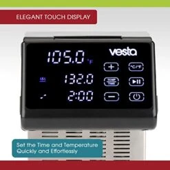 Sous Vide Precision Cooker By Vesta Precision - Imersa Pro | Powerful Pump Design | Accurate, Stable Temperature Control | Wi-Fi App Control | Touch Panel | 30 Liters | 1200 Watts -Wilton Shop 51pbSGM5bJL