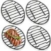4 Pack Oval Roasting Rack Cooling Rack With Integrated Feet, 12 X 8.5 Inch Black Non-stick Coating Iron Baking Rack For Cooking, Roasting, Drying, Grilling, PTFE Free