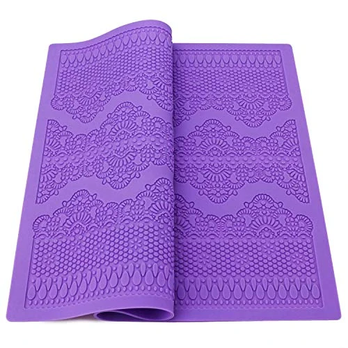 Fondant Lace Mold, Silicone Lace Mould For Cake Decorating Molds Silicone Shapes Border Decoration, Fondant Impression Mat Purple For Chocolate Sugar Sugarcraft Candy Cupcake Baking Embossing 3 Fondant Lace Mold, Silicone Lace Mould For Cake Decorating Molds Silicone Shapes Border Decoration, Fondant Impression Mat Purple For Chocolate Sugar Sugarcraft Candy Cupcake Baking Embossing