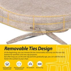 U-Shaped Chair Cushions For Dining Chairs With Ties And Removable Cover, 2" Thick Dining Kitchen Chair Pads, Indoor Dining Room Chair Cushions, 17" X 16", Set Of 4, Beige -Wilton Shop 51pji3xgw7L