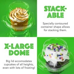 Clear Cupcake Boxes Individual Cupcake Containers | Stackable Cupcake Holder With Lid | Airtight Box Disposable Cupcake Containers | Dome Cupcake Carrier | Cupcake Holders Individual 25 Pack -Wilton Shop 51psqiV9YGL