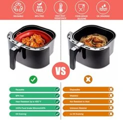 Silicone Air Fryer Liners,7.5in For Air Fryer3to5QT,3-Pack,Air Fryer Silicone Liners Reusable Foldable,Air Fryer Basket,Airfryer Liners Inserts For Oven Microwave Air Fryer Accessories(Red+Black+grey -Wilton Shop 51pwEClewnL