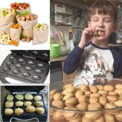 Affle Maker ， Electric Walnut Cake Maker ， Automatic Mini Nut Waffle Bread Machine ， Sandwich Iron Toaster Baking Breakfast Pan Oven -Wilton Shop 51pywrnYx0L