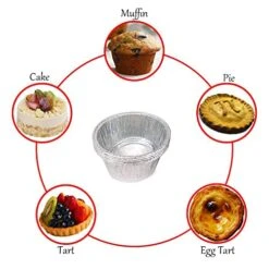 50pcs Disposable Round Aluminum Foil Trays Containers Cake Cup 80x80x35mm For Kitchen Baking BBQ(Barbecues) Make Cake Desserts Make Food For Kids Heat Food At Family Dinner Friends Party Wedding -Wilton Shop 51q3s4cMOBL