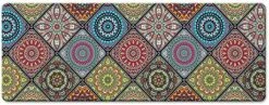QiyI Floor Comfort Mat 1 Piece Kitchen Rug PVC Leather Waterproof Oil Proof Runner Rug Non Skid Laundry Standing Mat Anti Fatigue Foam Cushioned Doormat 17" W X 71" L - Ethnic Traditional Pattern -Wilton Shop 51qHWqKBnBS. AC