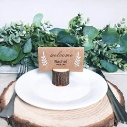 30 Pcs Rustic Wood Place Card Holders Circular Table Numbers Holder Stand Wooden Bark Memo Holder Card Photo Picture Note Clip Holders And Kraft Place Cards Bulk Wedding Party Table Number Sign -Wilton Shop 51qJeqzo9SL