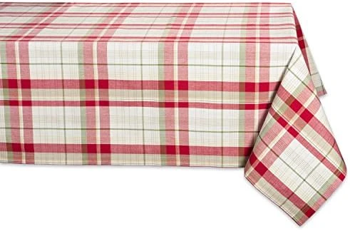 Orchard Plaid Collection Linen Tabletop Essentials, Tablecloth, 70" Round, Taupe/Red 13 Orchard Plaid Collection Linen Tabletop Essentials, Tablecloth, 70" Round, Taupe/Red - Image 11
