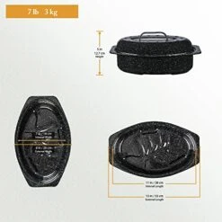 Granite Ware 7 Lb. Capacity 13 In. Covered Oval Roaster, Speckled Black Enamel On Steel 12 Granite Ware 7 Lb. Capacity 13 In. Covered Oval Roaster, Speckled Black Enamel On Steel -Wilton Shop 51qUPbA1OML